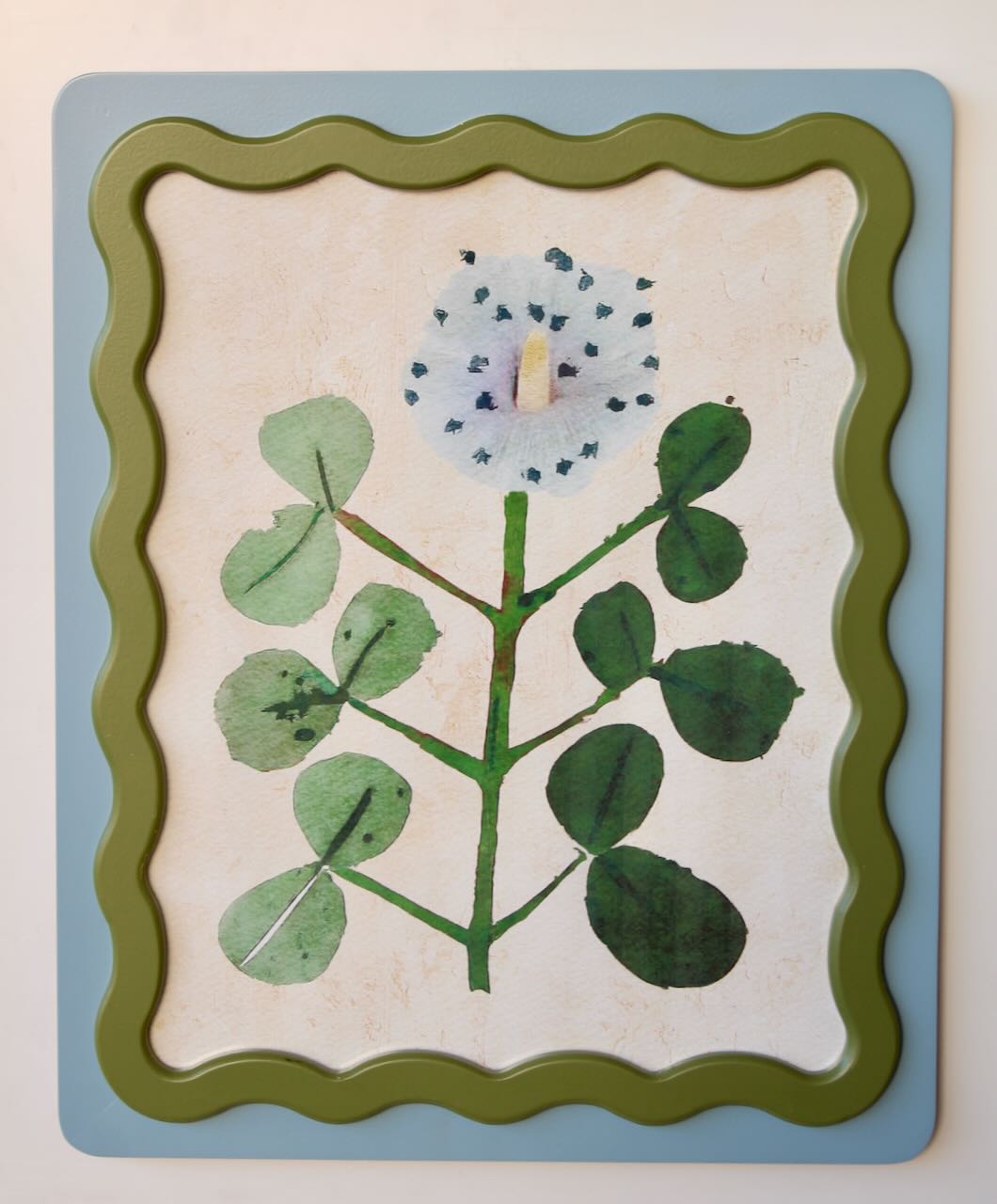 BLUE & GREEN SCALLOP FLOWER PICTURE  1.5X47X39CM